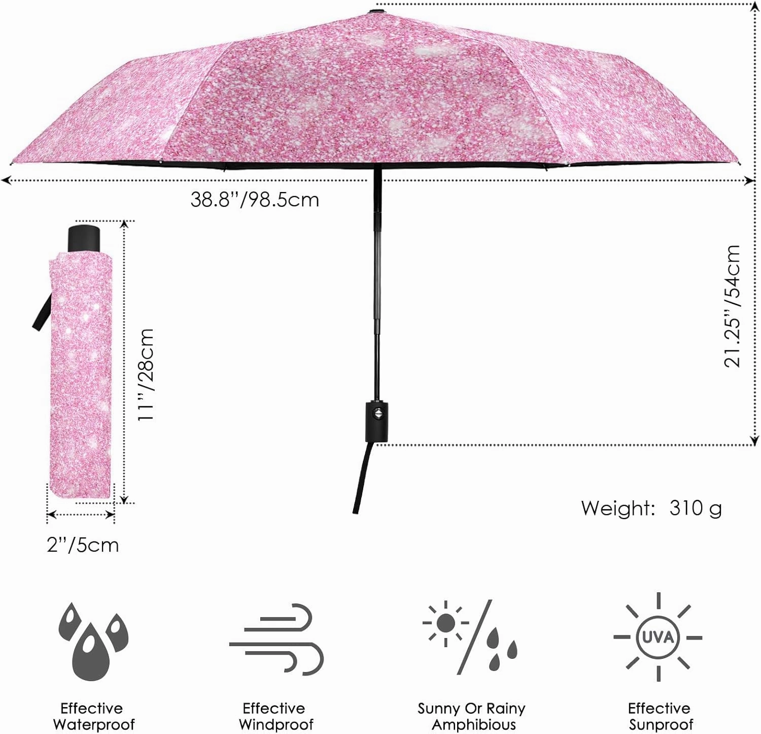 Oyihfvs Automatic Windproof Waterproof Umbrella, Folding Umbrella Reinforced Portable Compact UV Protection Sun rain Auto Open/Close