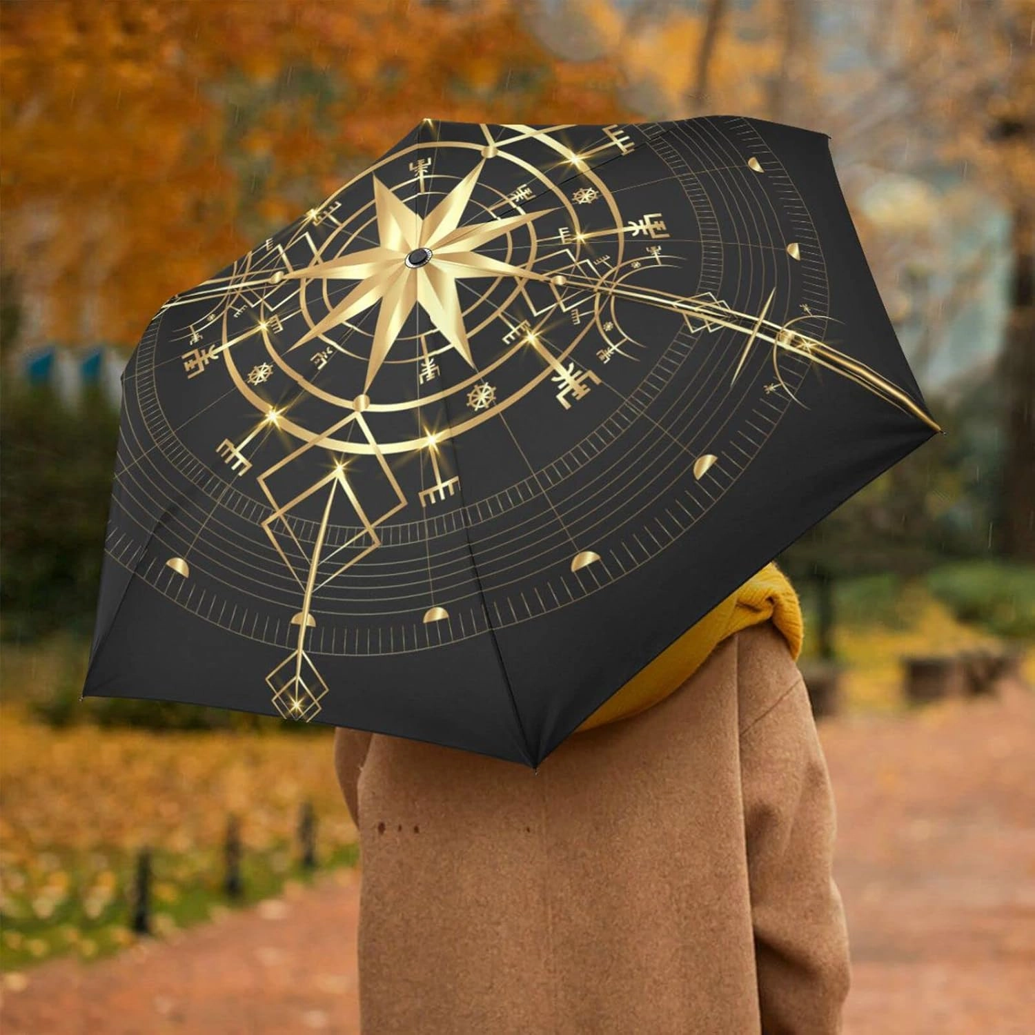 Oyihfvs Automatic Windproof Waterproof Umbrella, Folding Umbrella Reinforced Portable Compact UV Protection Sun rain Auto Open/Close