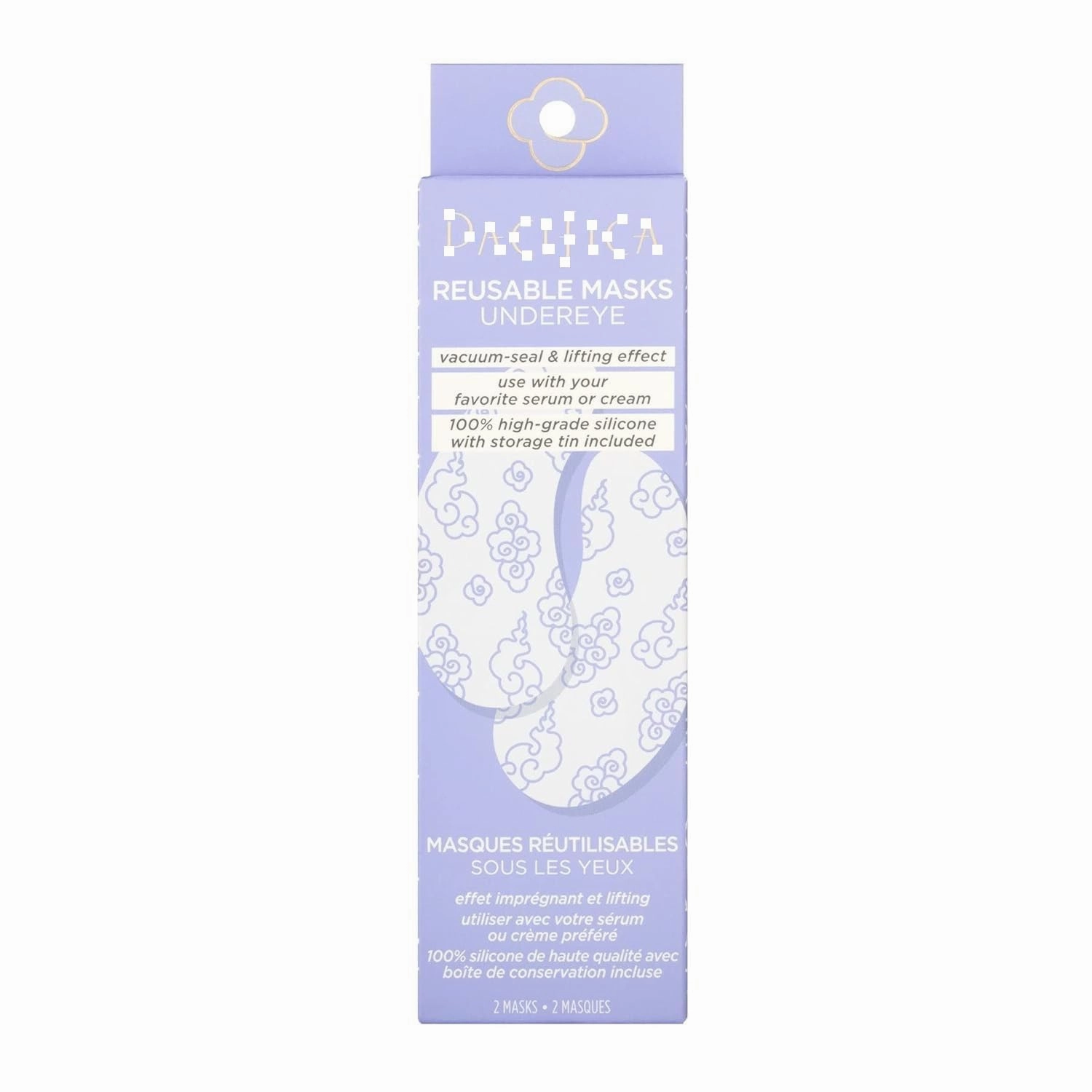 Paci.fica Reusable Mask – Under Eye Mask Silicone Face Mask for Fine Lines & Dark Circles, Pair with Serum, Storage Tin Included, Vegan & Cruelty-Free, 2 Pieces