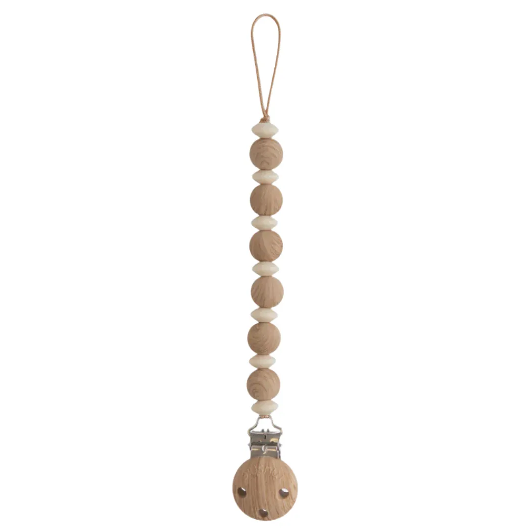 Pacifier Clip - Luna Faux Wood| Mushie