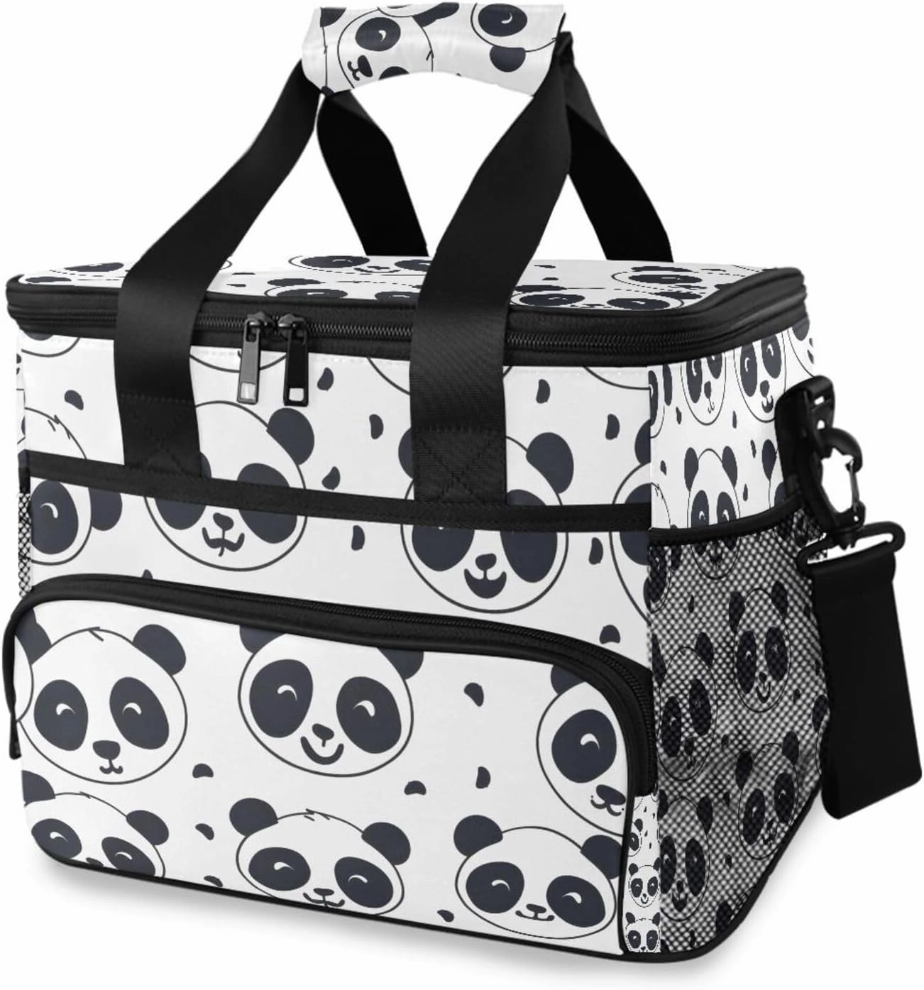 Pandas Pattern Little Animal Cooler Bag Insulated Cooler Soft Sided Cooler 24 Can Portable Picnic Bag Large Leakproof Lunch Bag Box for Beach Grocery Camping Travel Car Men Women