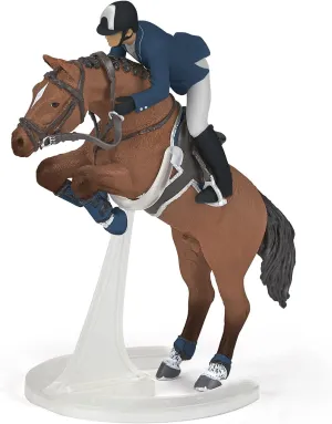 Papo Jumping Horse With Rider Toy Figure Navy