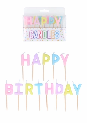 Pastel 'Happy Birthday' Toothpick Candles