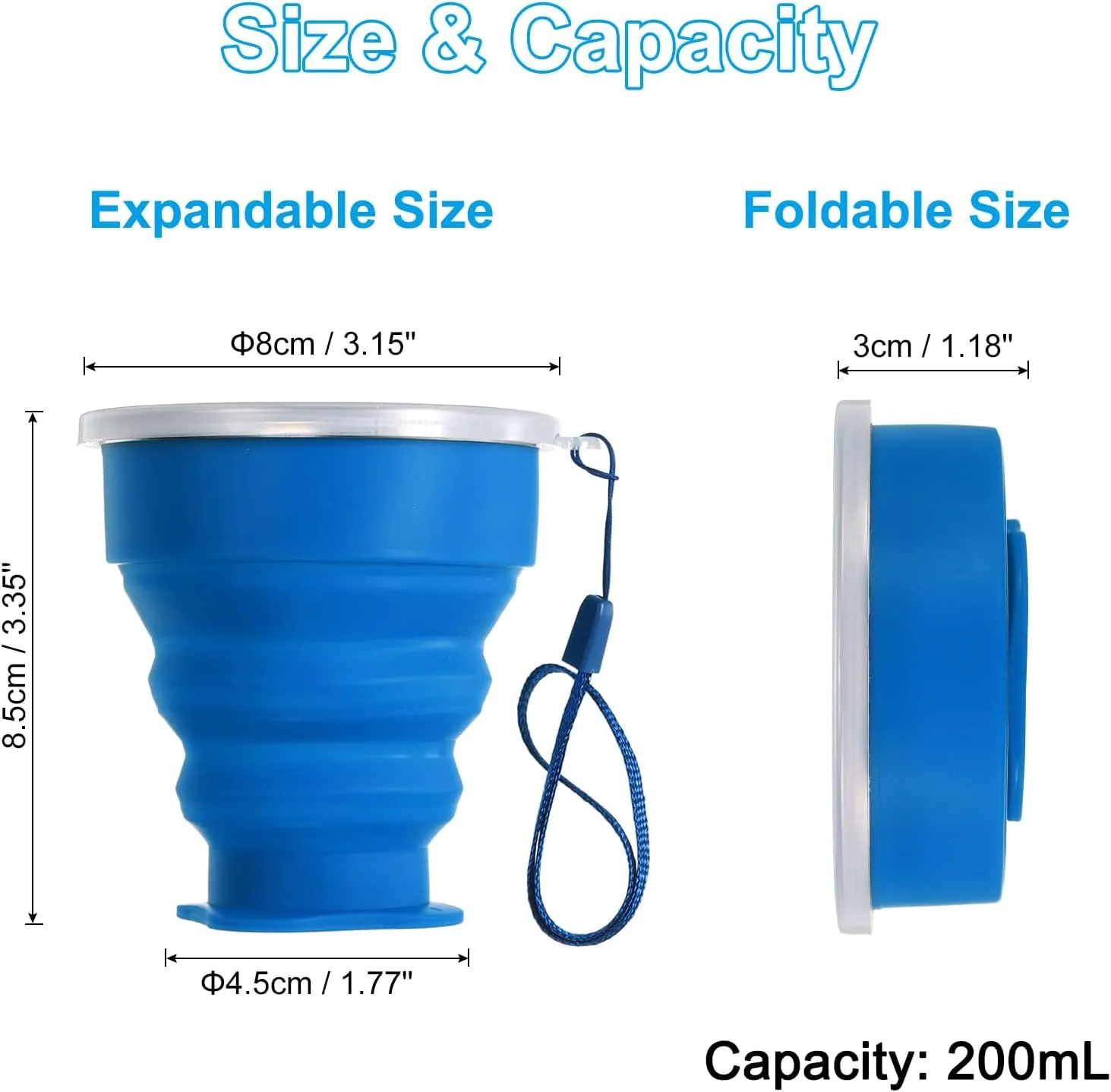 PATIKIL Collapsible Travel Cup, 5 Pack 200mL Travel Folding Water Cup Silicone Mug Portable Drinking Cup for Camping Hiking Outdoor, Blue