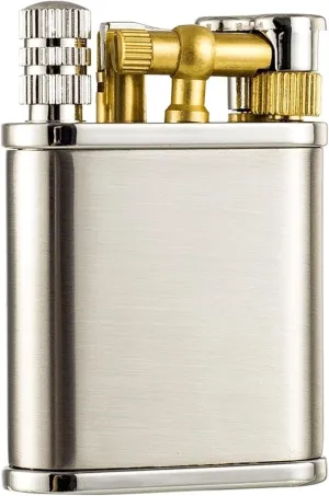 Permanent Match Lighter Trench Lighter Soft Flame Antique Rocker Arm Flint Wheel Kerosene Lighter 2 in 1 Vintage Kerosene Lighter(Silver)