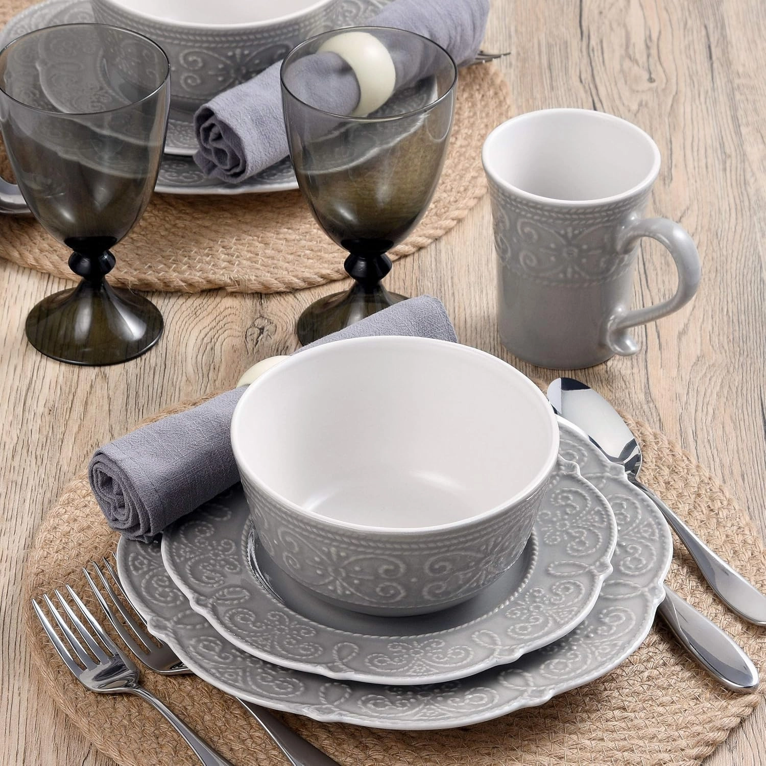 Pfaltzgraff Abby 16-Piece Dinnerware Set, Gray