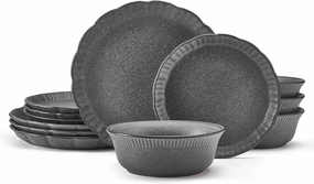 Pfaltzgraff Noah 12 Piece Dinnerware Set, Service For 4, Gray