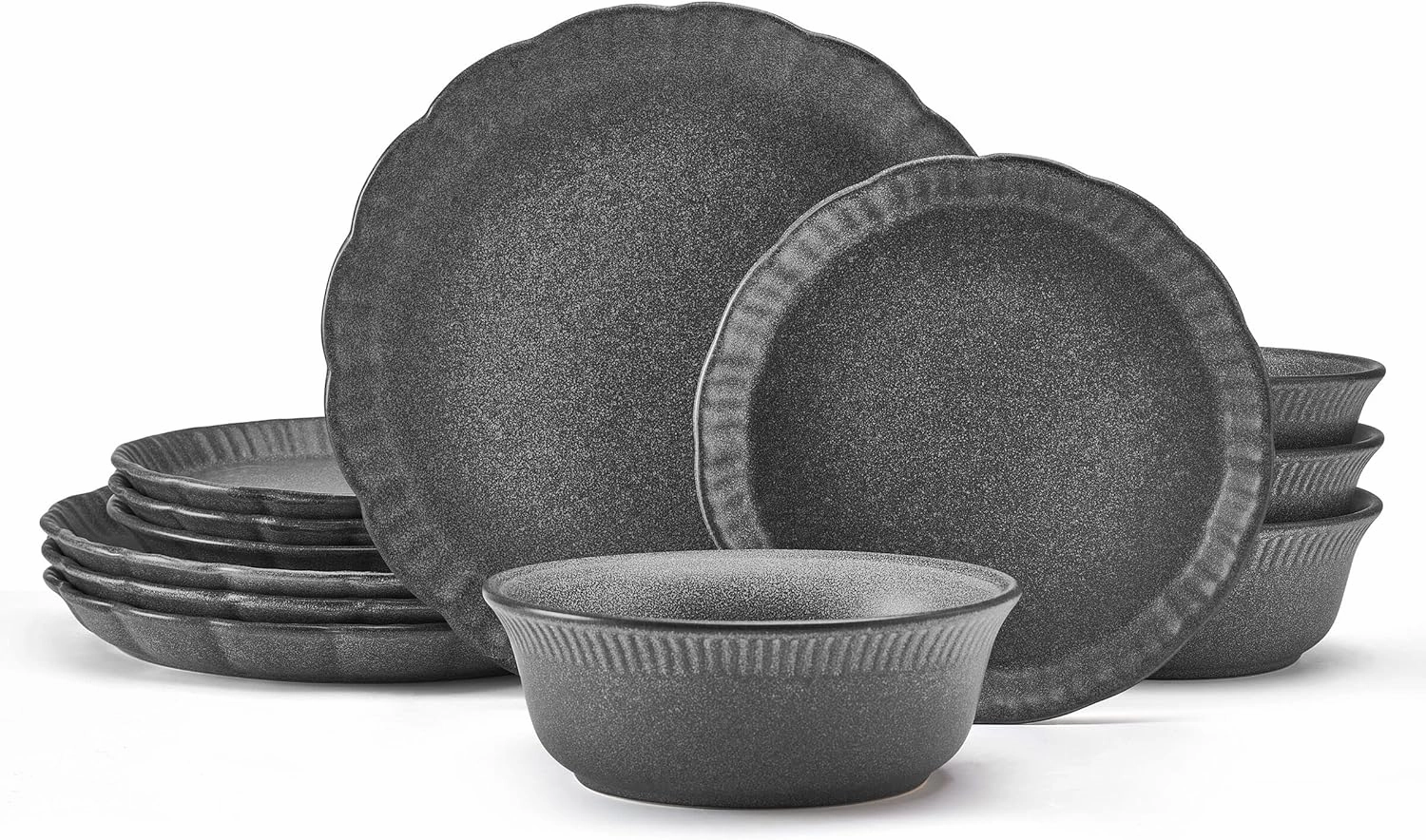 Pfaltzgraff Noah 12 Piece Dinnerware Set, Service For 4, Gray