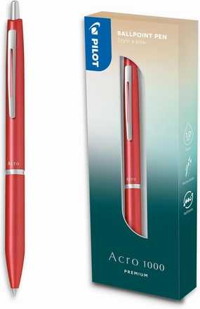PILOT - Acro 1000 premium Ballpoint Pen in Coral Pink Gift Box - Ultra-Smooth Ink for Unmatched Writing Fluidity - Refillable and retractable Ballpoint Pen - Black Ink - Medium Tip