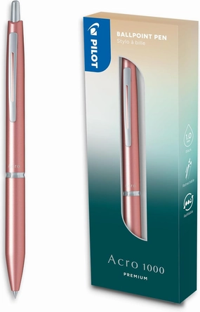 PILOT - Acro 1000 premium Ballpoint Pen in Pink Gold Gift Box - Ultra-Smooth Ink for Unmatched Writing Fluidity - Refillable and retractable Ballpoint Pen - Black Ink - Medium Tip