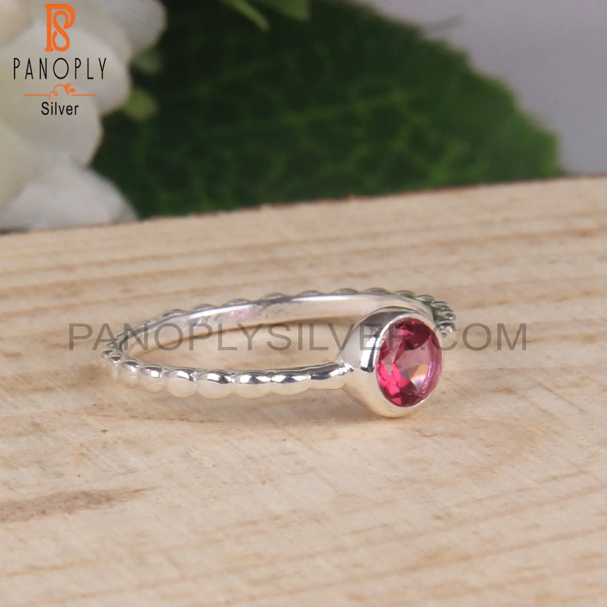 Pink Topaz 925 Sterling Silver Simple Ring