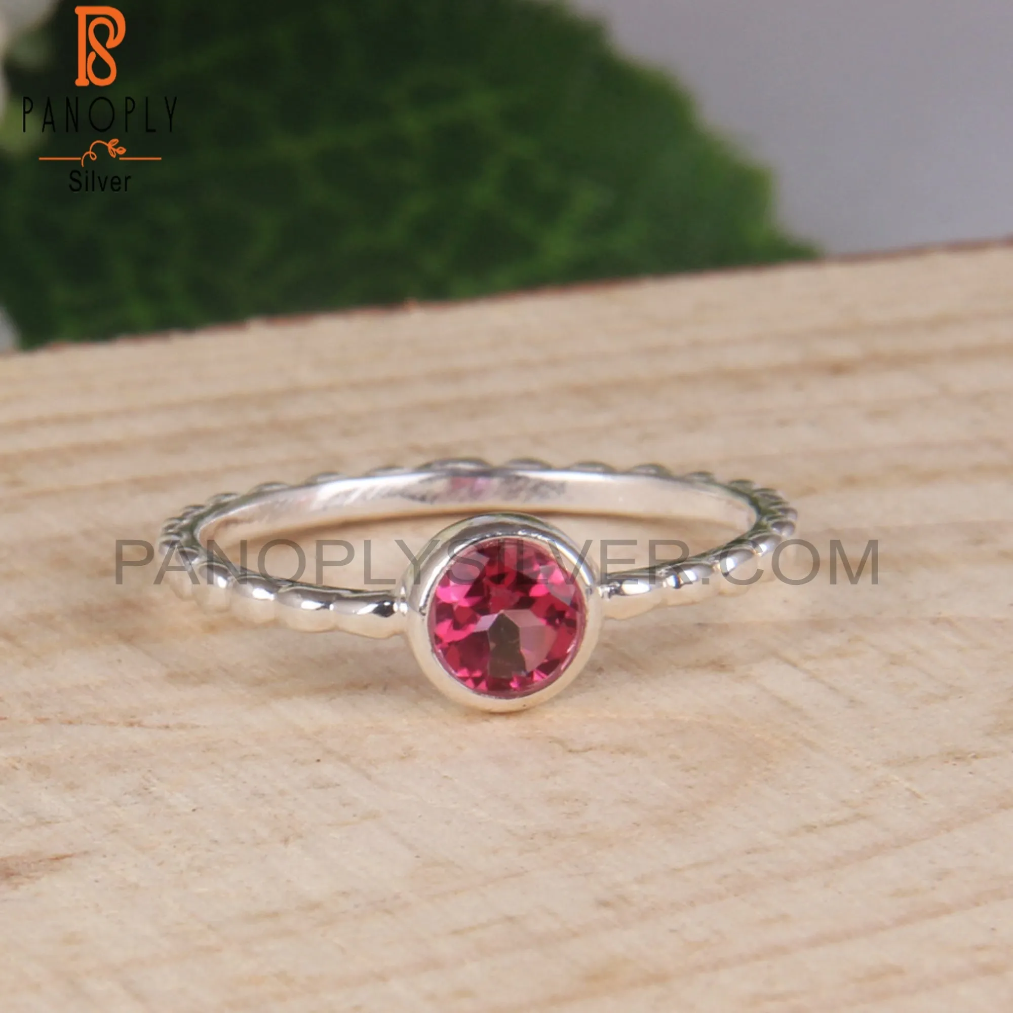 Pink Topaz 925 Sterling Silver Simple Ring