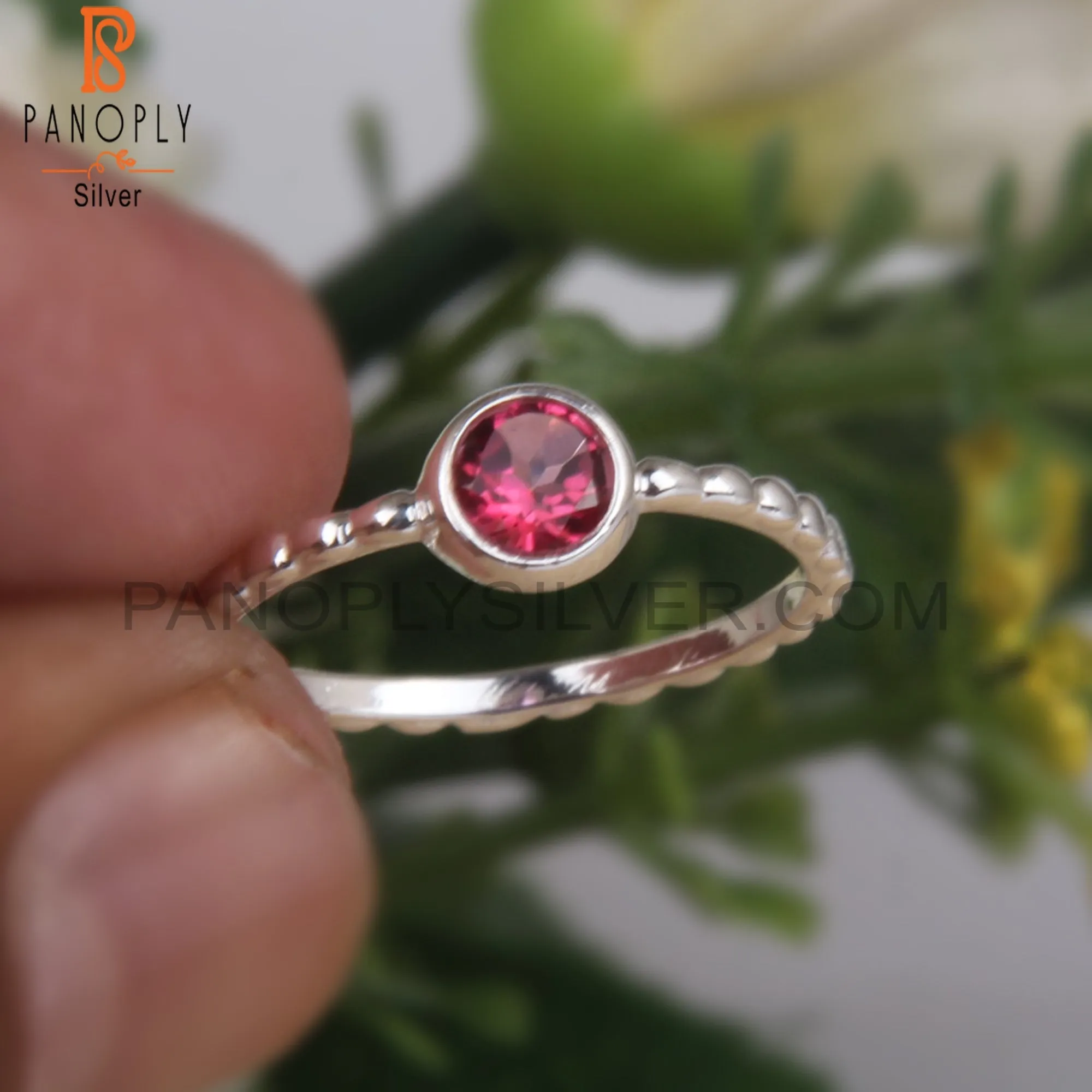 Pink Topaz 925 Sterling Silver Simple Ring