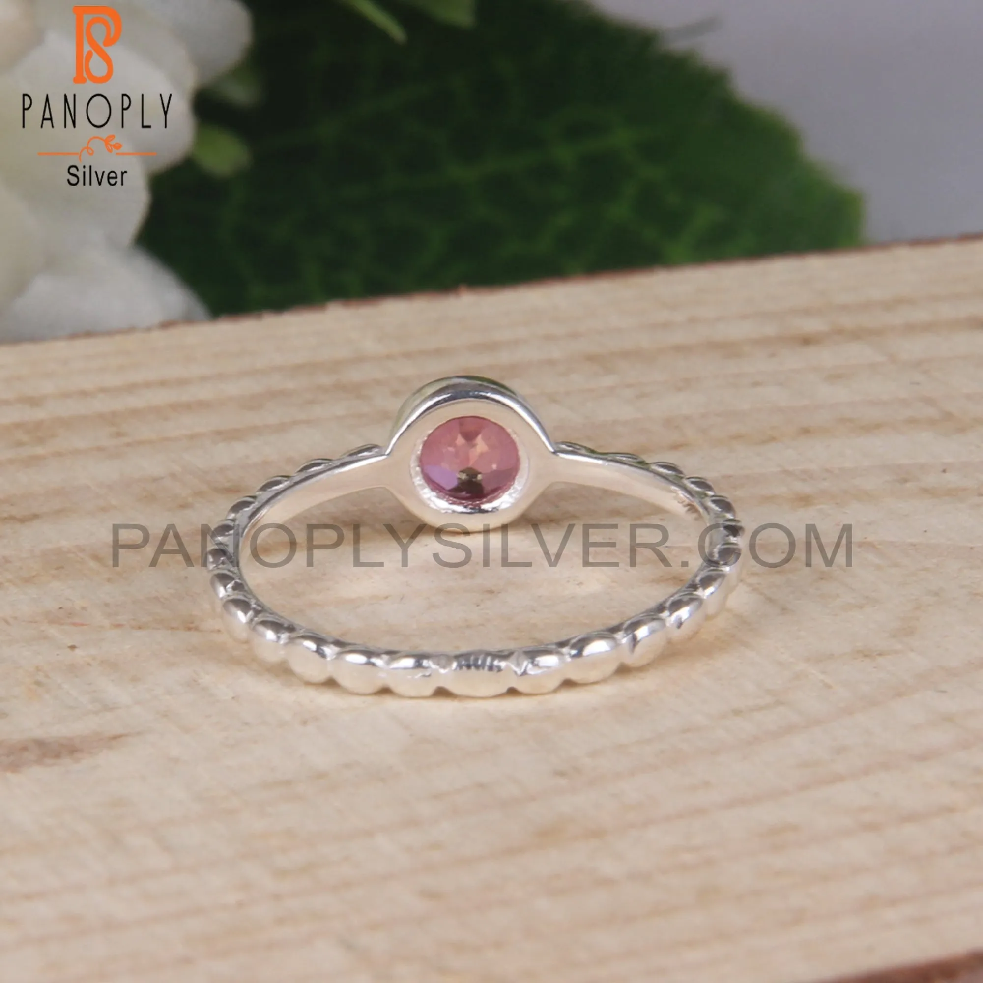 Pink Topaz 925 Sterling Silver Simple Ring