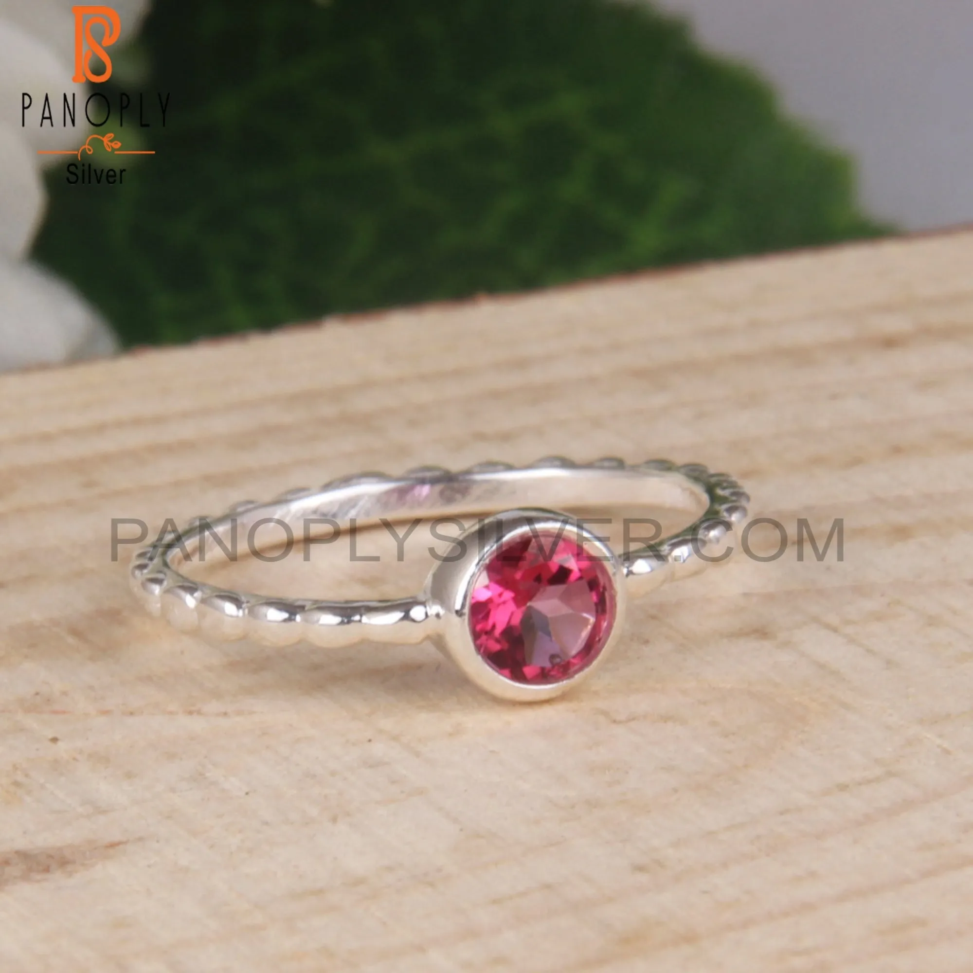 Pink Topaz 925 Sterling Silver Simple Ring