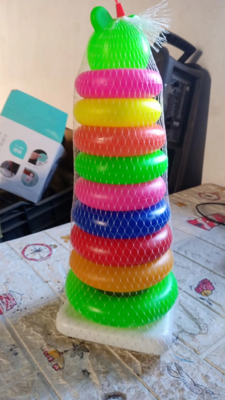 Plastic Baby Kids Teddy Stacking Ring Jumbo Stack Up Educational Toy 9pc