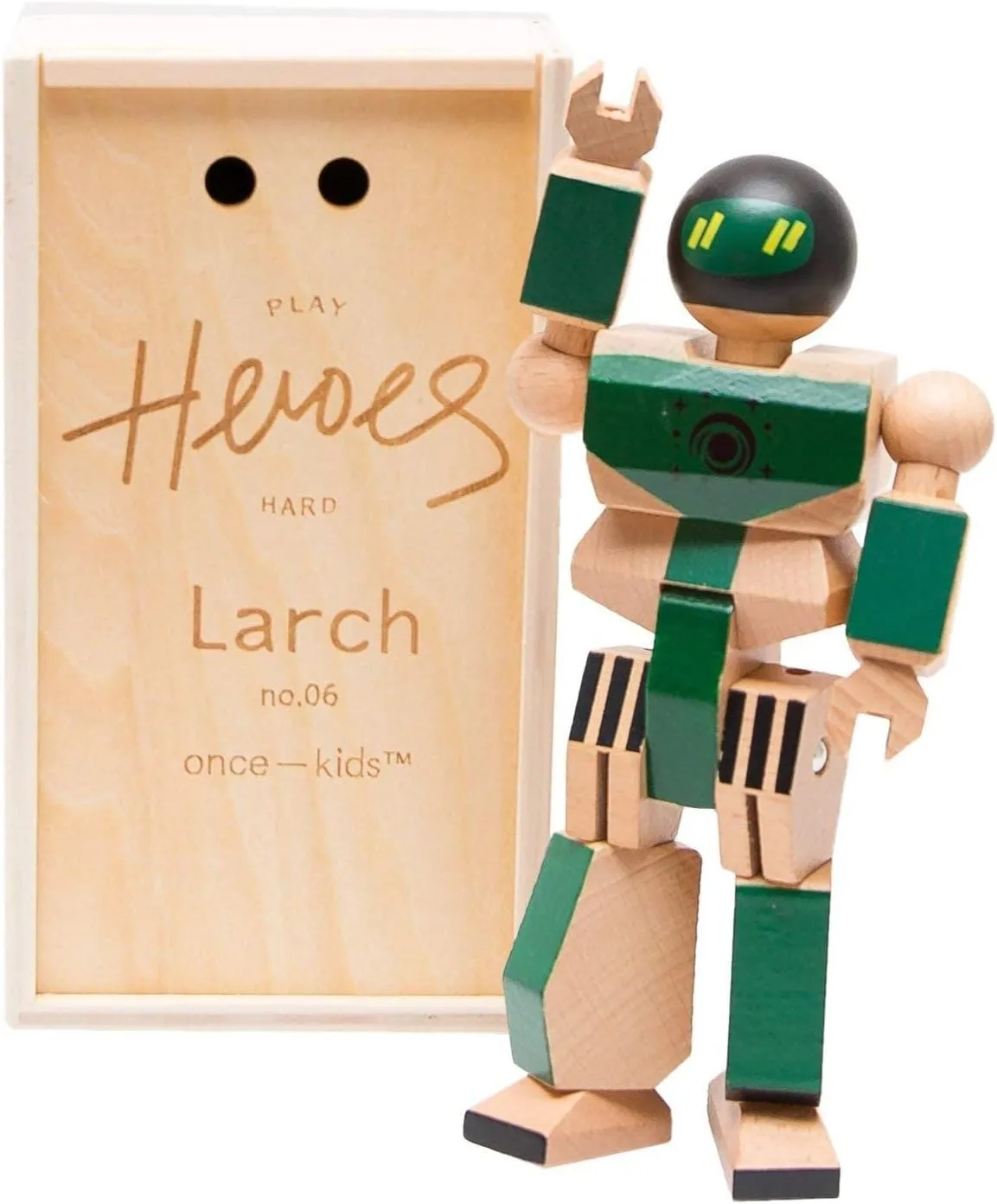 Playhard Hero Action Figures – Larch Wood Baby Toys for Imaginative Play –Sturdy & Durably Packaged Hero Toys for Kids