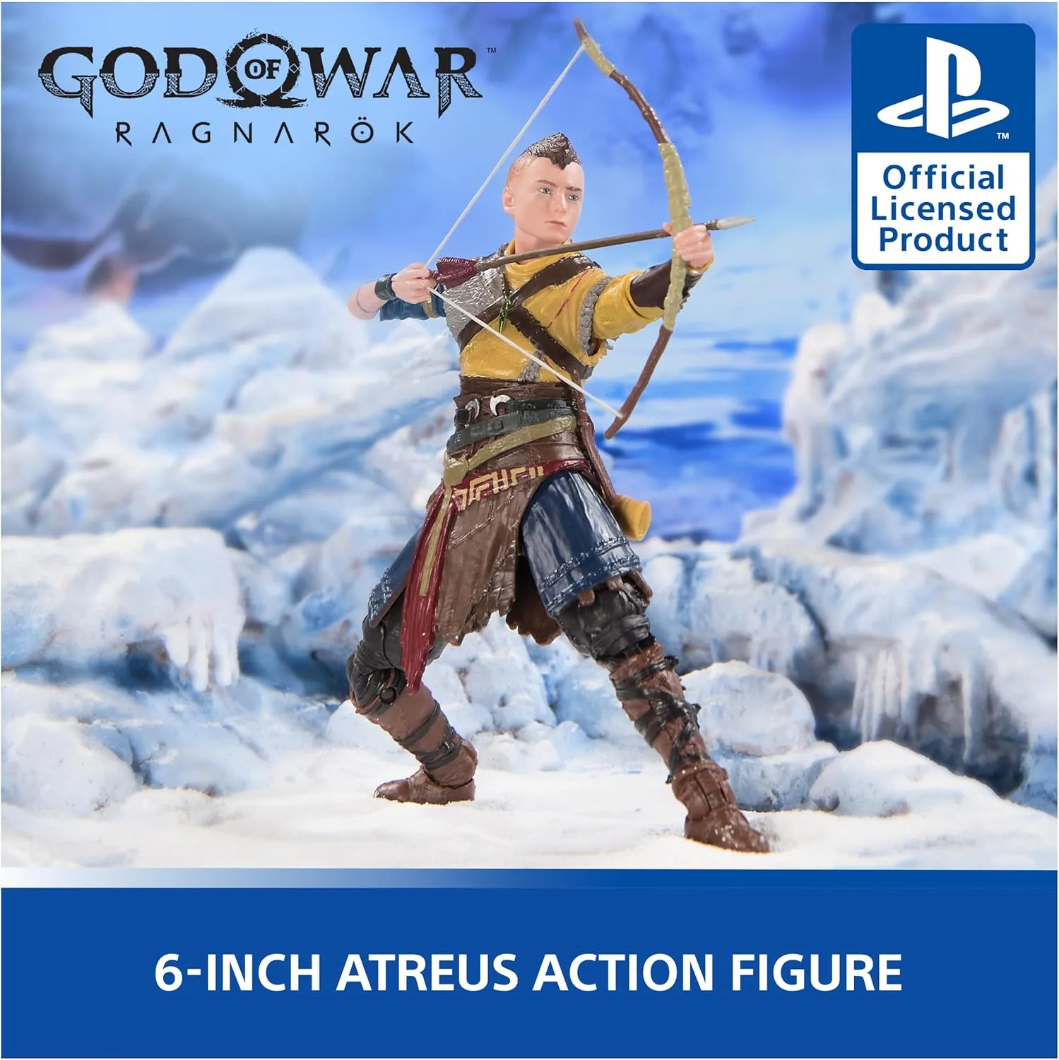 PlayStation God of War Ragnarok, 6” Atreus Action Figure with 4 Accessories, The Shapes Collection, for PS5 Fans & Collectors Ages 17 
