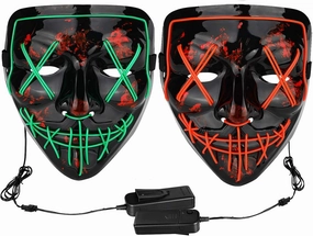 Poptrend Halloween Mask LED Light up Mask Red Bundle with Green for Festival Cosplay Halloween Costume Masquerade Parties