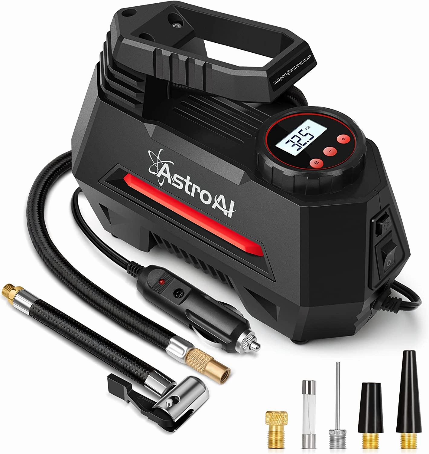 Portable Air Pump for Car Tires 12V DC Auto Tire Pump with Digital Pressure Gauge, 100PSI with Emergency LED Light