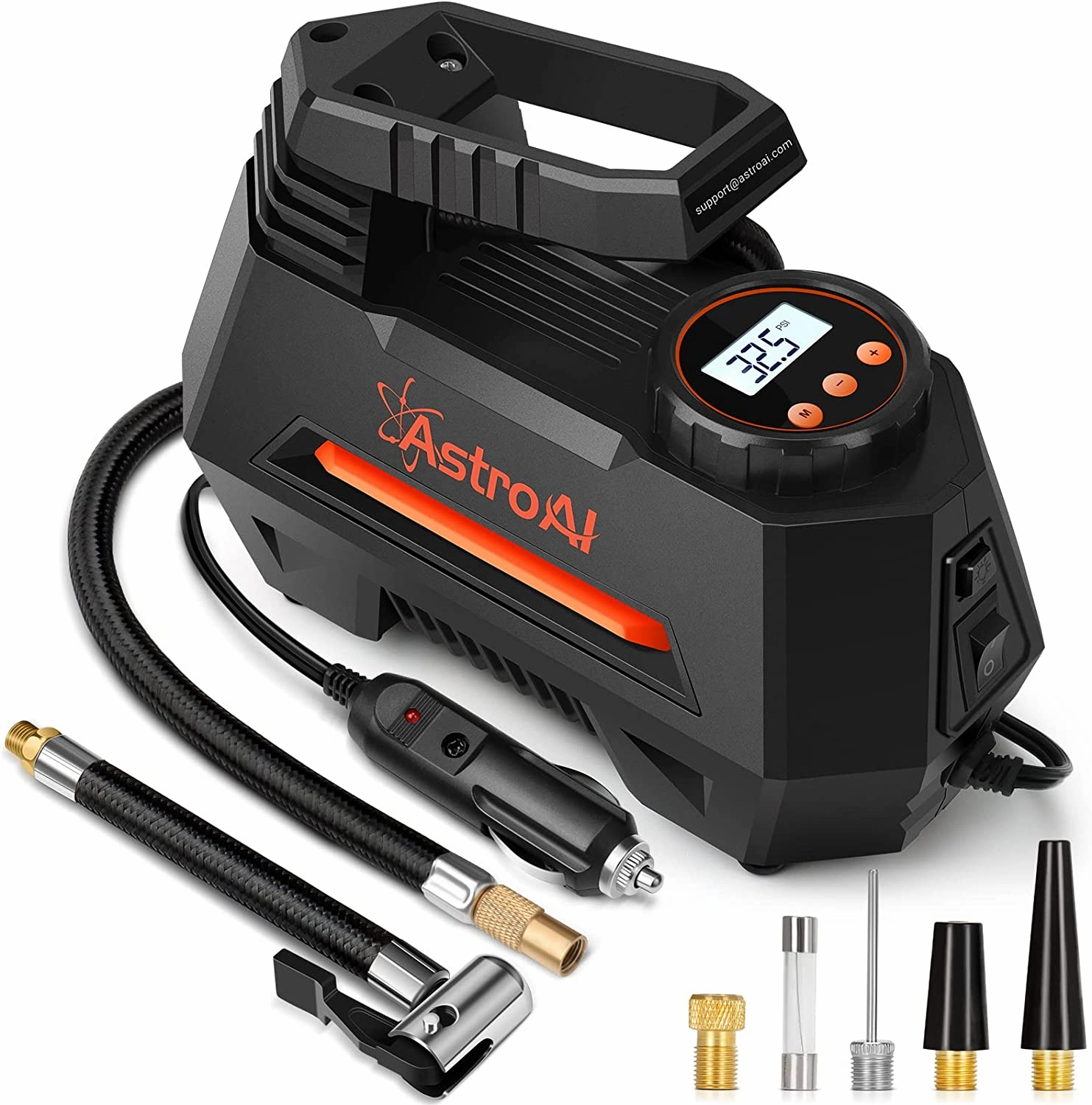 Portable Air Pump for Car Tires 12V DC Auto Tire Pump with Digital Pressure Gauge, 100PSI with Emergency LED Light