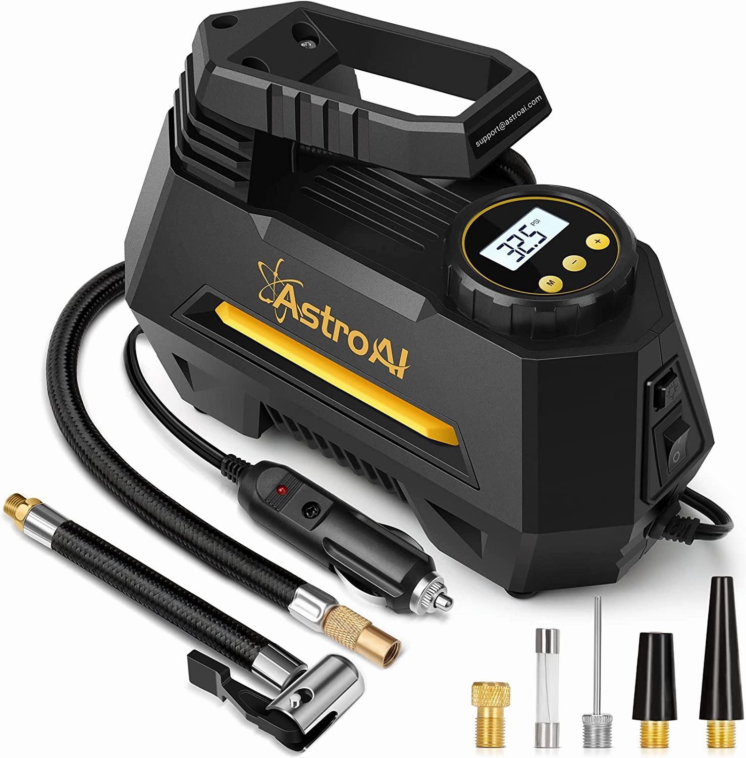 Portable Air Pump for Car Tires 12V DC Auto Tire Pump with Digital Pressure Gauge, 100PSI with Emergency LED Light
