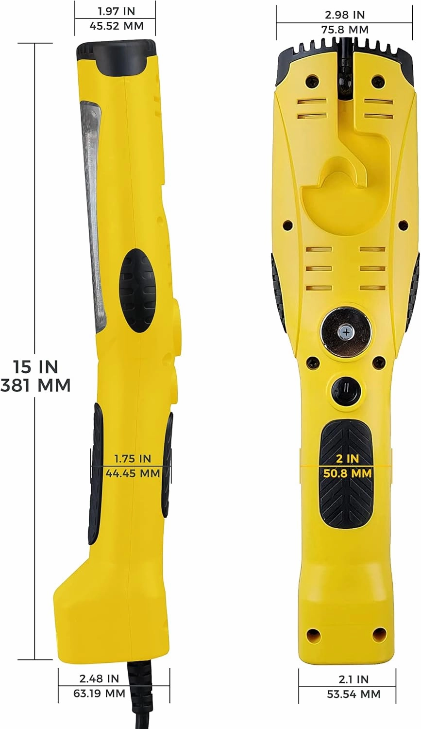 Portable Corded LED Work Light with Outlet in Handle, COB LED, 1600 Lumen 6ft 116AWG 3C SJTW Cord Handheld Outdoor Work Light, Magnetic on Back