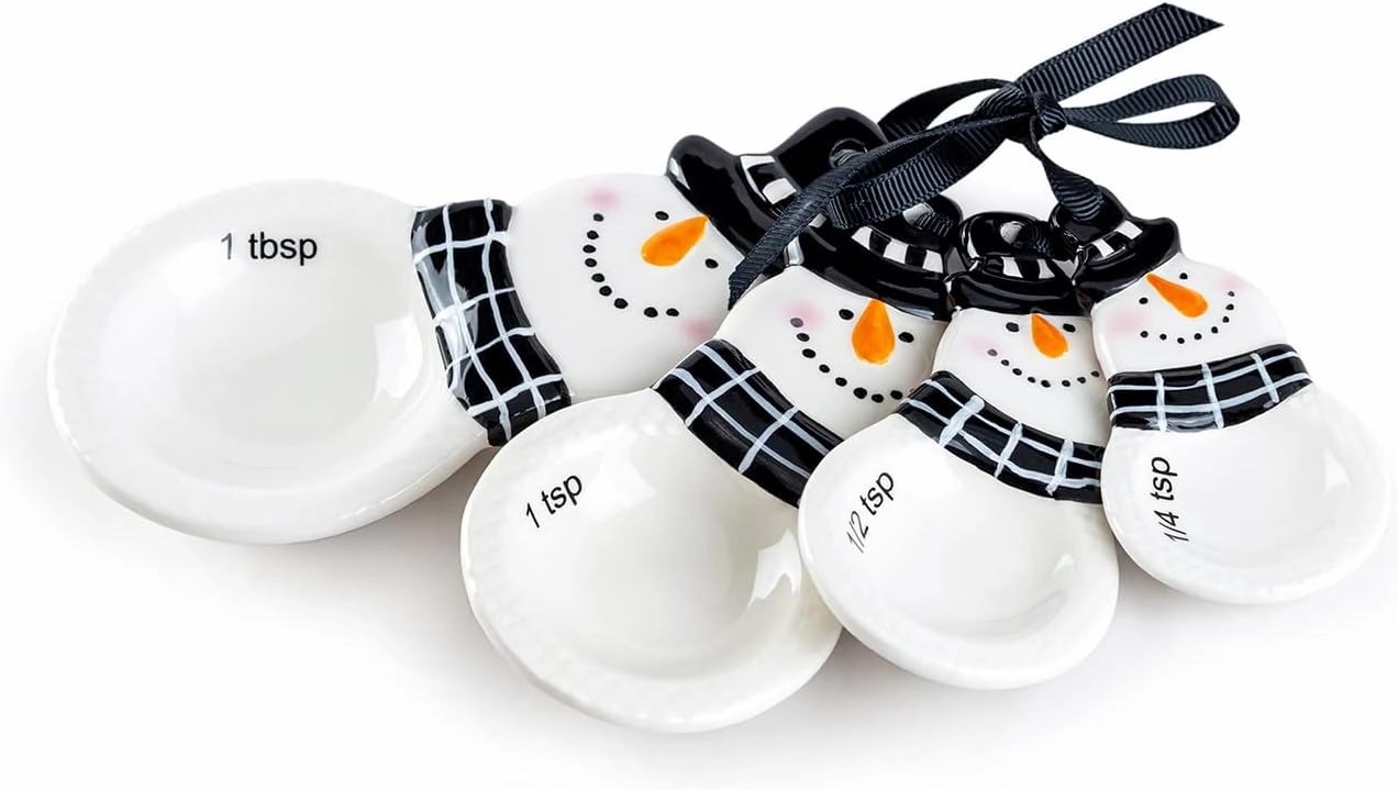 Potter's Studio Snowman 4-Piece Ceramic Measuring Spoon Set