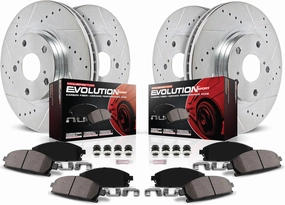 Power Stop K1434 Front and Rear Z23 Carbon Fiber Brake Pads with Drilled & Slotted Brake Rotors Kit For Pontiac Solstice 2006-2009, Saturn Sky 2007-2010 [Model Specific]