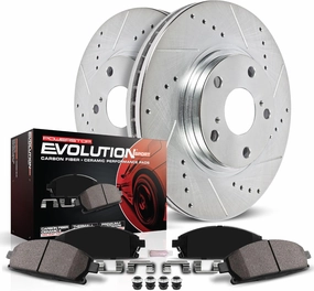 Power Stop K5873 Front Z23 Carbon Fiber Brake Pads with Drilled and Slotted Brake Rotors Kit For 2010-2022 Lexus GX460 | 2010-2023 Toyota 4Runner
