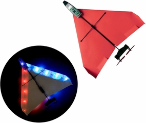 POWERUP 4.0 Smartphone RC Paper Airplane Kit with Night Flight LED Lights – Autopilot, Gyro Stabilizer, STEM Ready, High-Speed Tricks, Durable Build & Modular Design