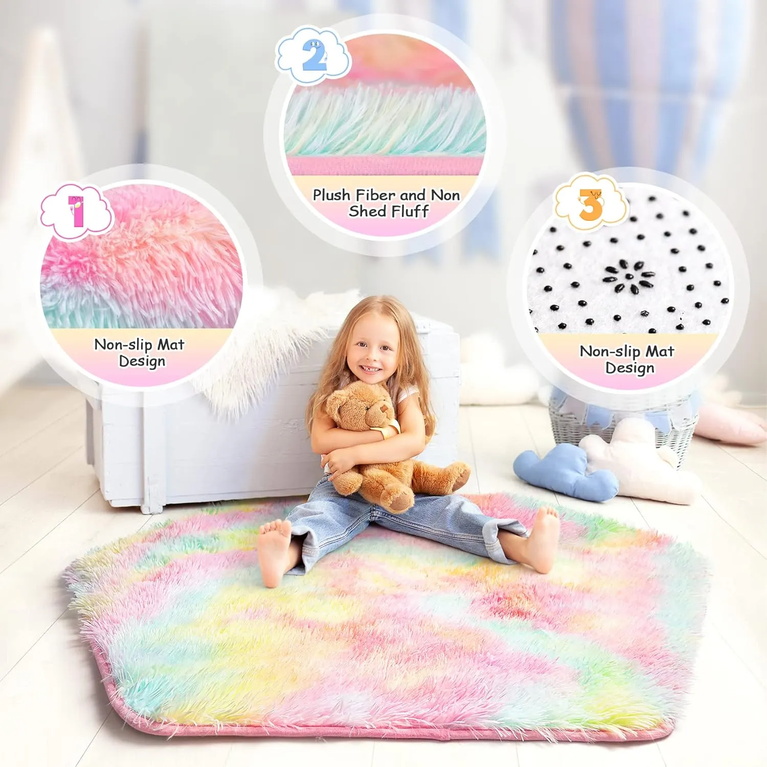 Princess Castle Girls Play Tent with Rainbow Rug Star Lights Pop Up Play Tent for Toddlers Kids DISHIO Playhouse Toys for 1,2,3 Years Birthday Gifts Fairy Girls Tent with Mat Indoor Outdoor Kids Play