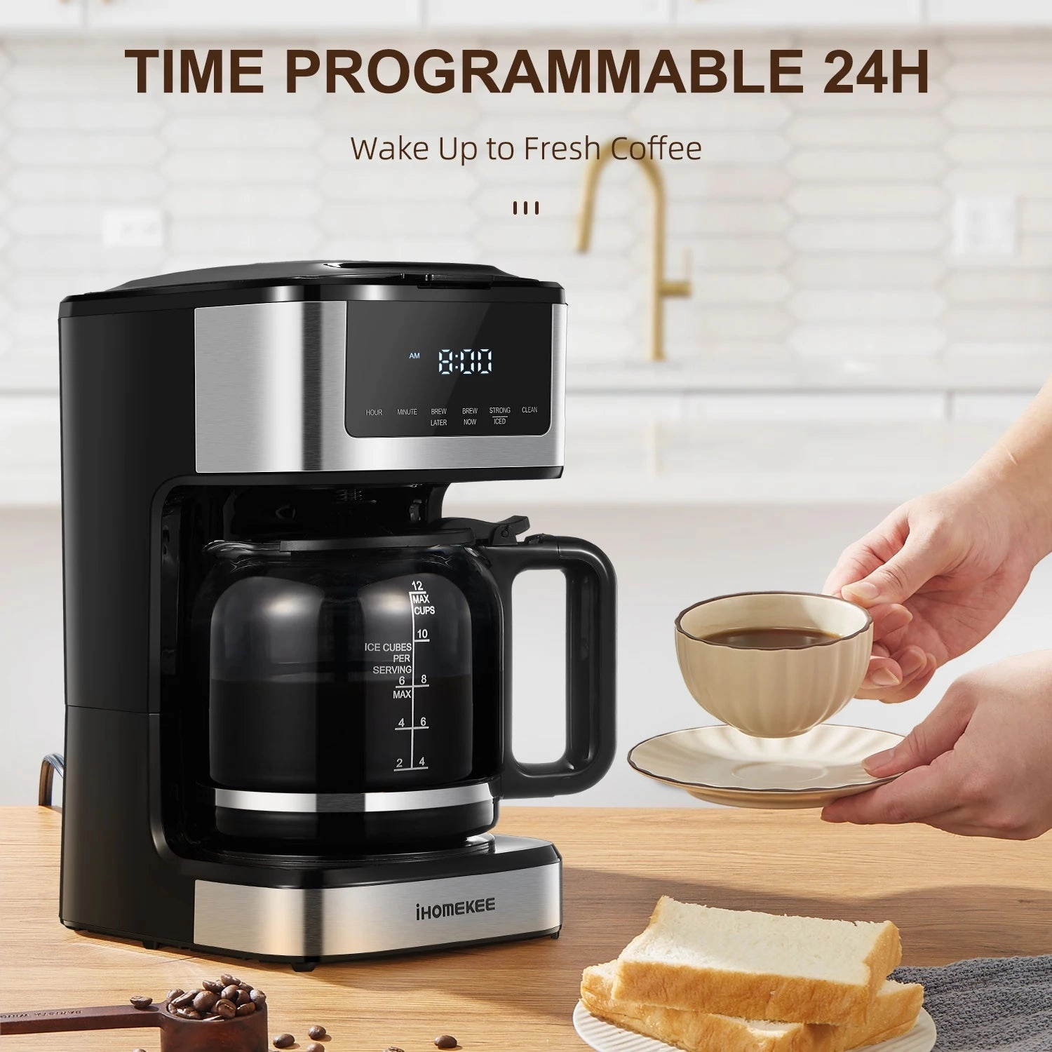 Programmable Drip Coffee Maker 12 Cup, Coffee Machine