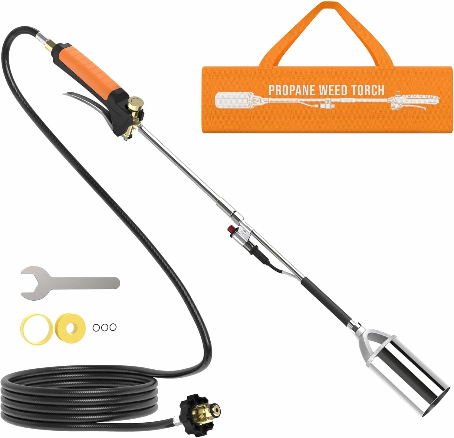 Propane Torch Weed Burner, Flamethrower High Output 1800,000 BTU with 12FT Hose, Weed Torch with Flame Control and Button Igniter for Garden Wood Roofing Snow Road Charcoal Start