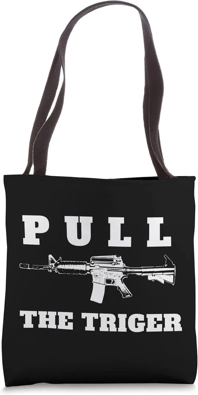 Pull The Trigger M16 Gun Art Design Tote Bag