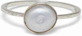 Pura Vida Silver-Plated Pretty in Pearl Ring, .925 Sterling Silver Band, 5-9
