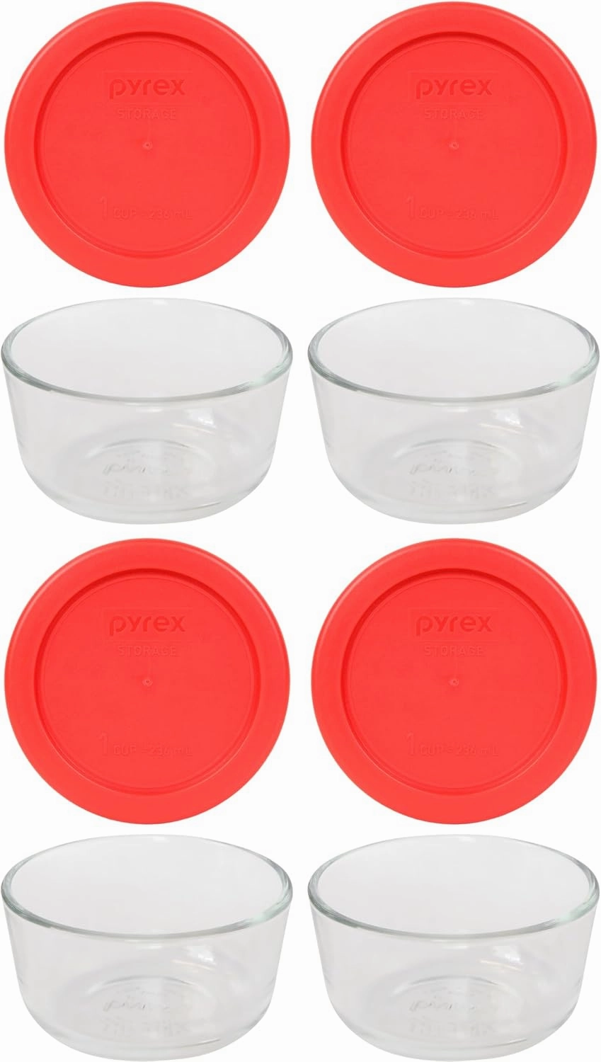 Pyrex Simply Store 8-Piece Glass Food Storage Set (4 vessels and 4 lids), standard packaging