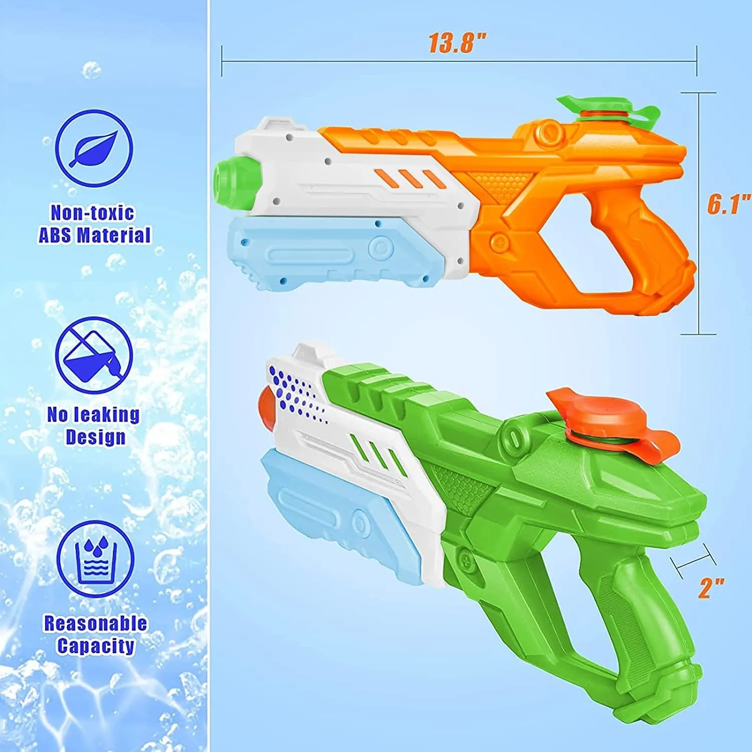Quanquer Water Guns for Kids Adults - 3 Pack Squirt Water Toy Gun 600CC High Capacity Long Shooting Range Super Water Blaster Soaker for Summer Pool Beach Outdoor Water Fighting Party