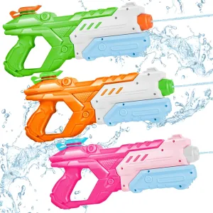 Quanquer Water Guns for Kids Adults - 3 Pack Squirt Water Toy Gun 600CC High Capacity Long Shooting Range Super Water Blaster Soaker for Summer Pool Beach Outdoor Water Fighting Party