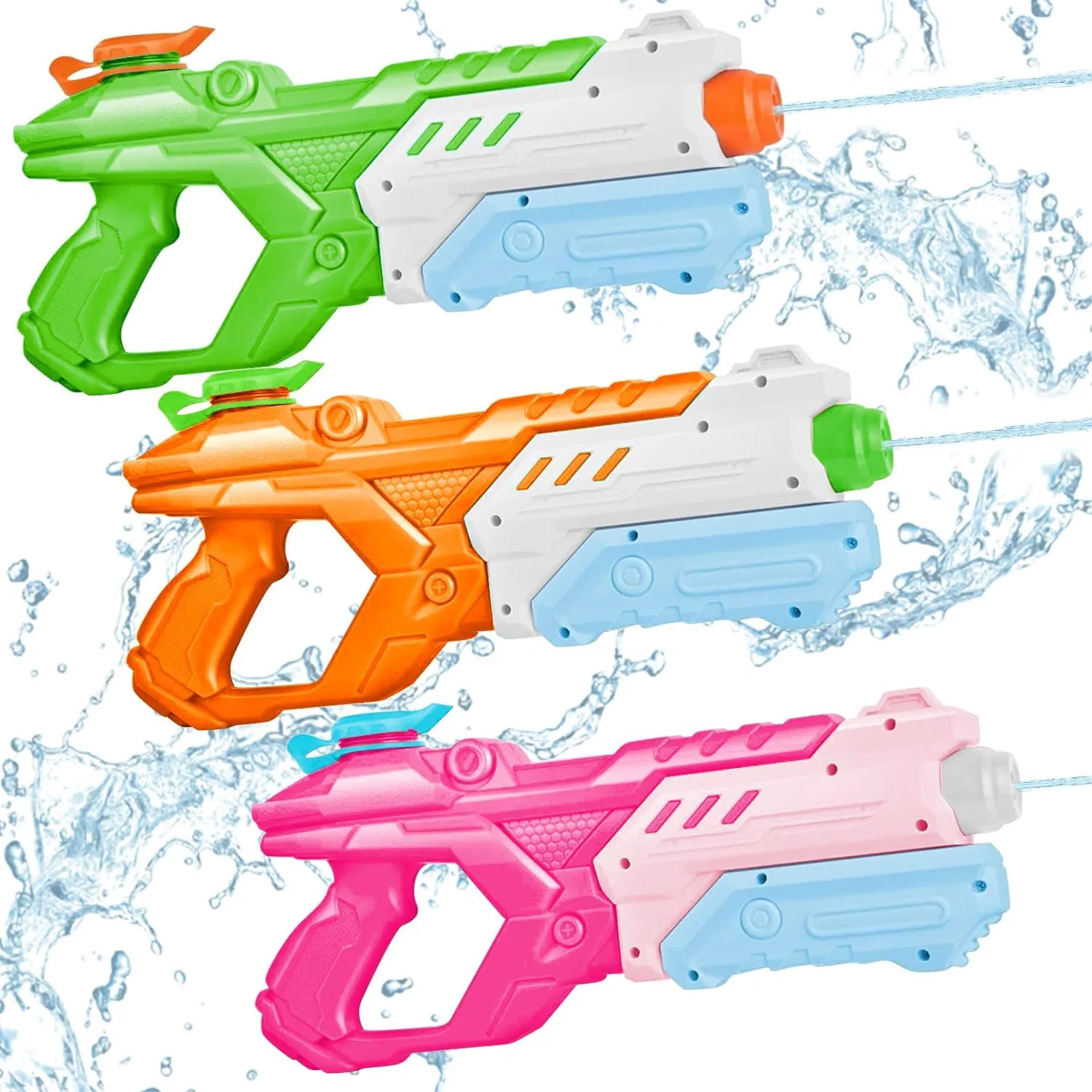 Quanquer Water Guns for Kids Adults - 3 Pack Squirt Water Toy Gun 600CC High Capacity Long Shooting Range Super Water Blaster Soaker for Summer Pool Beach Outdoor Water Fighting Party