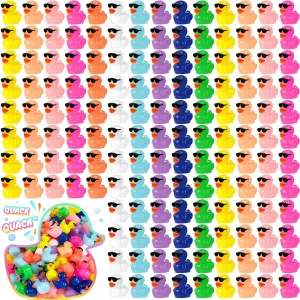 Qunclay Mini Resin Duck with Sunglasses Tiny Ducks Bulk Tiny Colorful Duck Figures Miniature Dollhouse Accessories DIY Craft Toys for Birthday Gift Micro Fairy Landscape Aquarium Potted (400 Pcs)