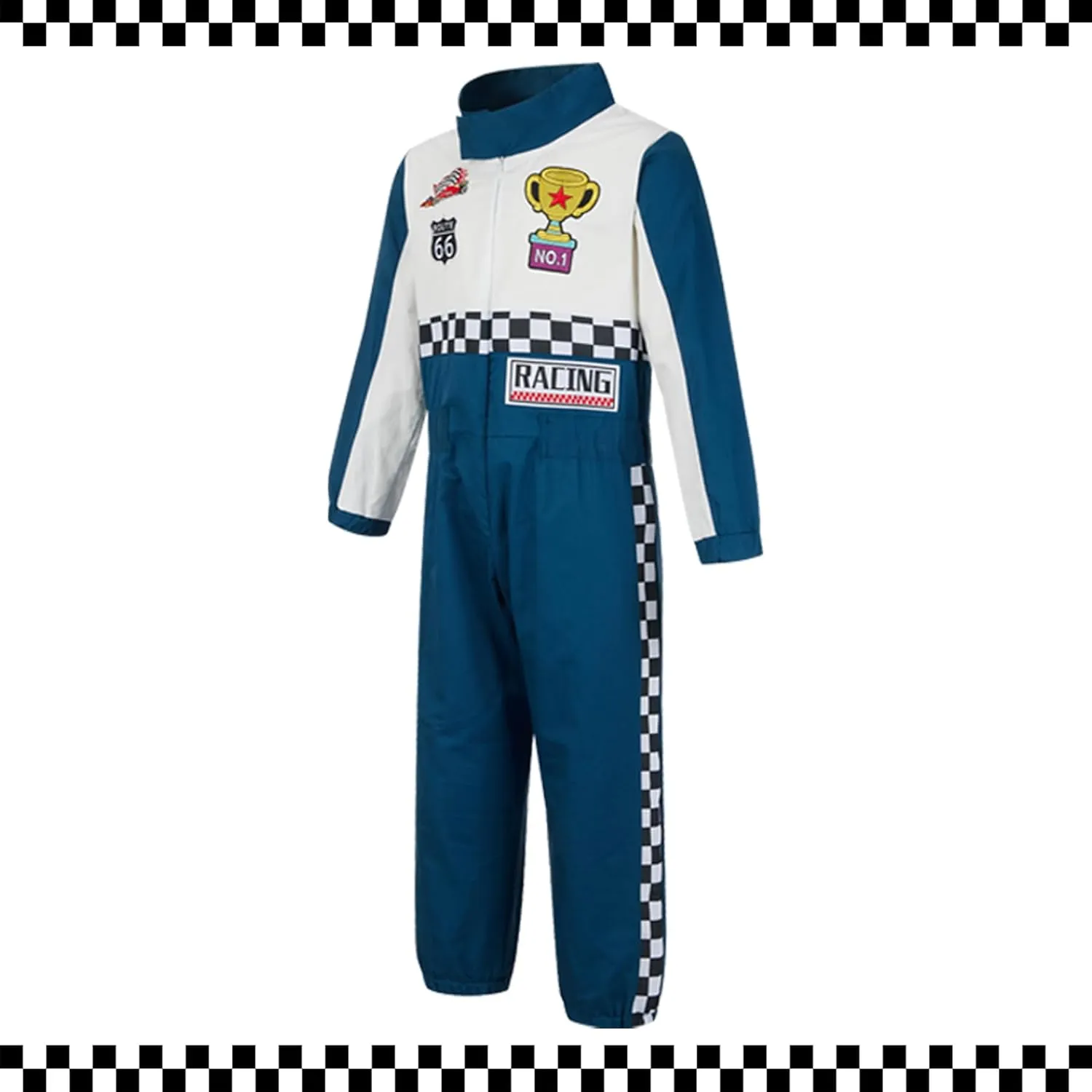 Race Car Driver Costume Boy Girl,Kid Racer Jumpsuit with Car Cap,Toddler Racing Costume Halloween with Accessories