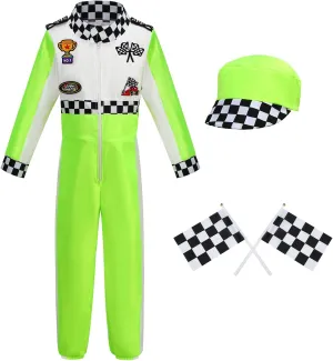 Race Car Driver Costume Boys Toddler Race Car Outfit Dress Up Racer Jumpsuit Racing Costume Halloween Play Role