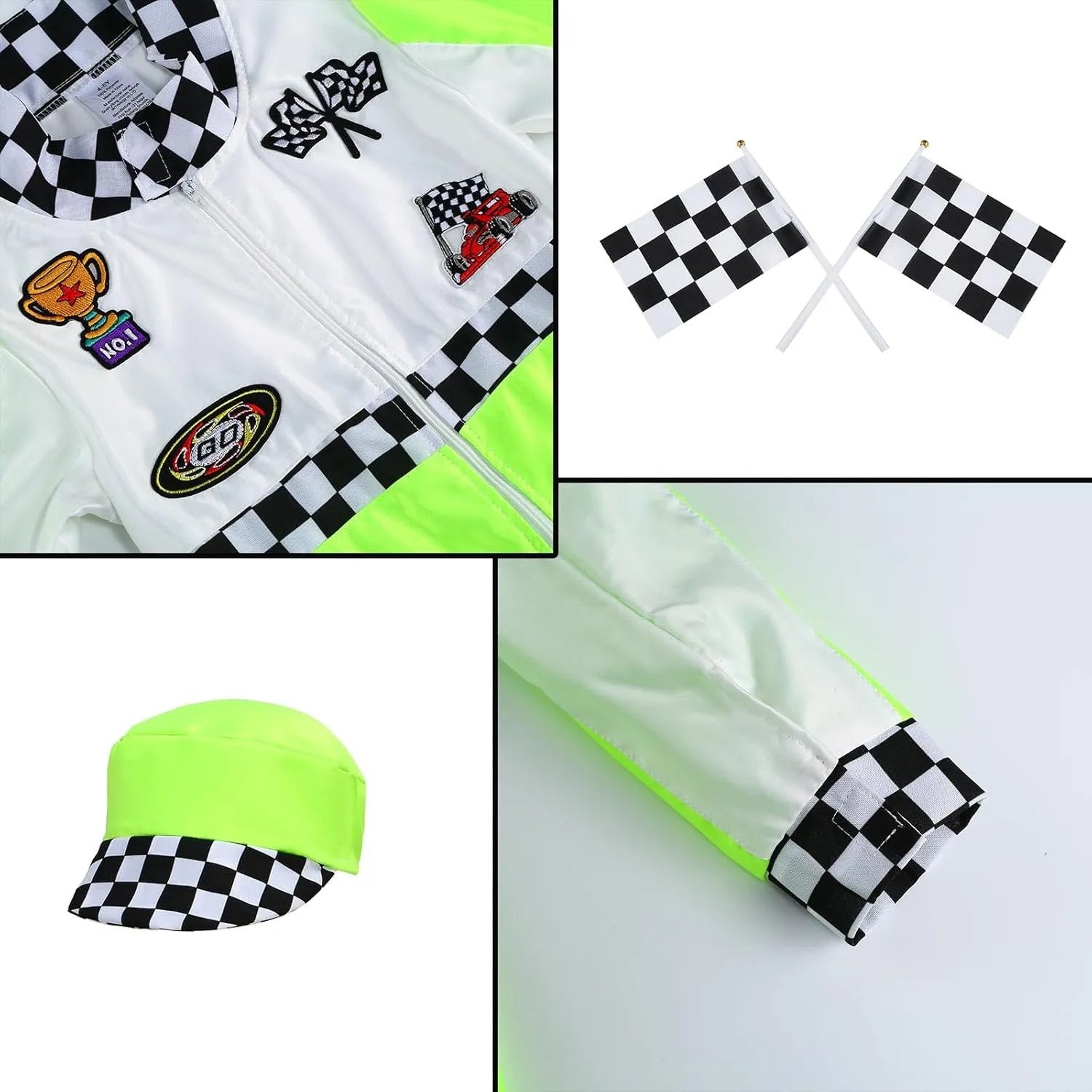 Race Car Driver Costume Boys Toddler Race Car Outfit Dress Up Racer Jumpsuit Racing Costume Halloween Play Role