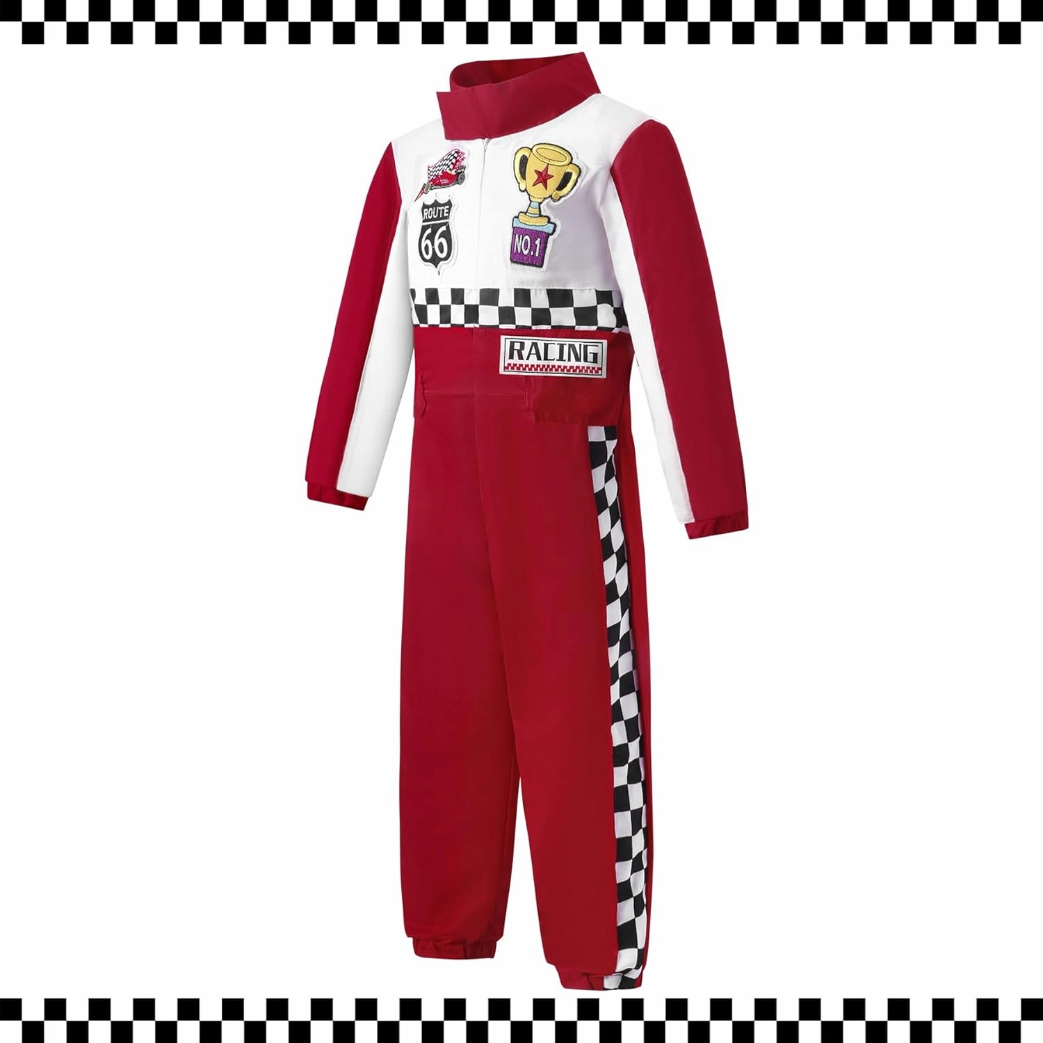 Race Car Driver Costume Boy Girl,Kid Racer Jumpsuit with Car Cap,Toddler Racing Costume Halloween with Accessories