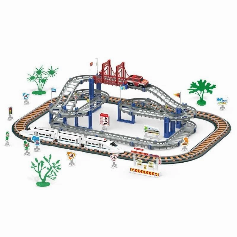 Rail Vehicle Set Toy | City Passenger Train with Rails and Rich Accessories