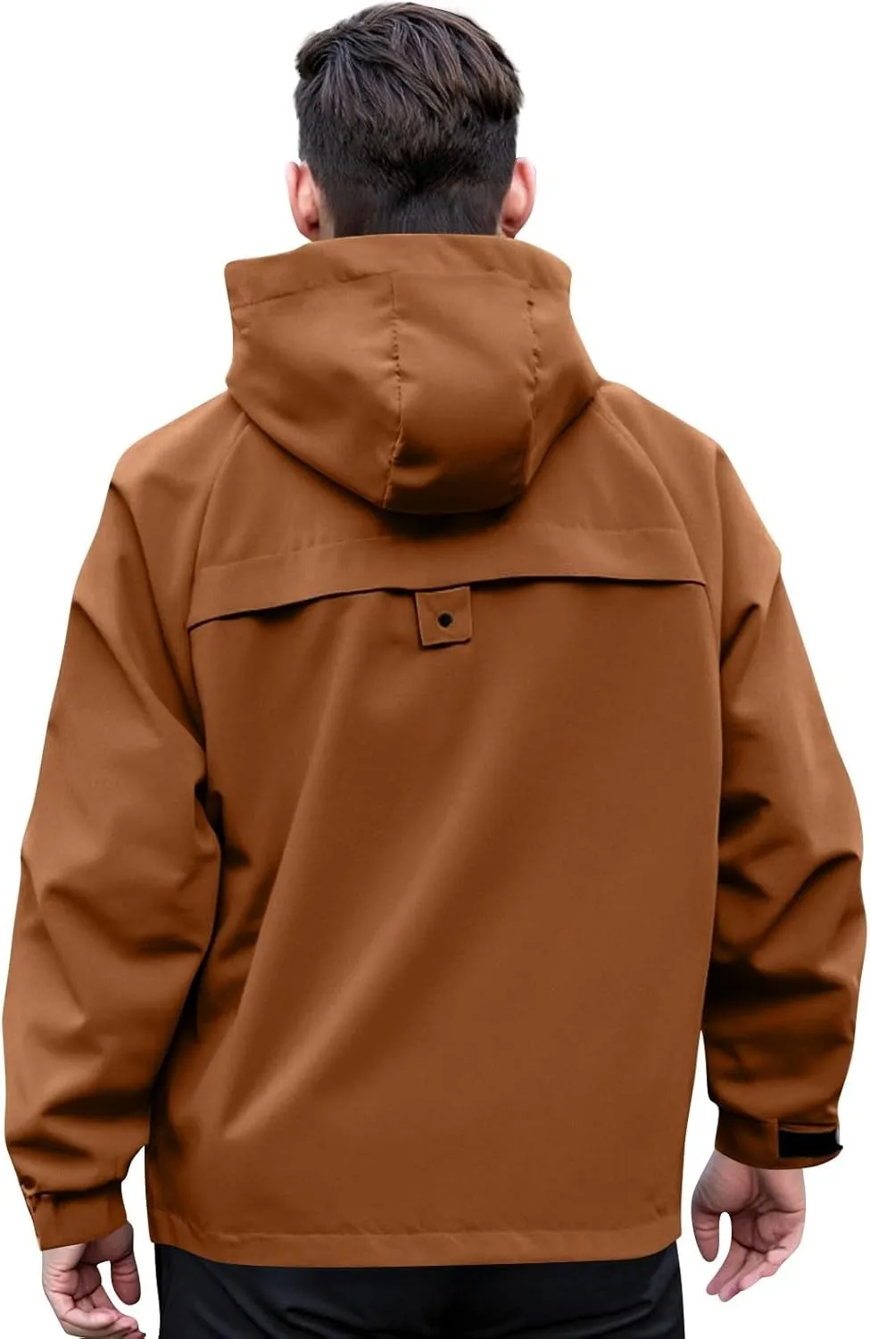 Rain Jacket Men Drawstring Lightweight Waterproof Raincoat Poncho Sun Protective Outdoor Jacket with Hooded