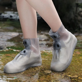 Rain Boot Covers Waterproof Rain Shoe Covers Silicone Shoe Protector Overshoes Sand Control Non-Slip Foldable Reusable Galoshes for Men Women Rainy Outdoor Cycling Fishing Camping (XL, Gray)