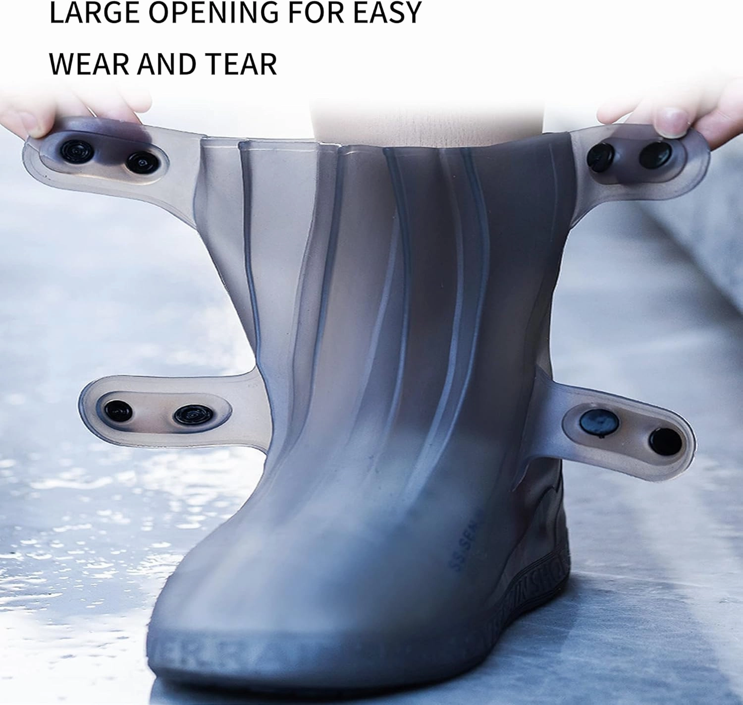Rain Boot Covers Waterproof Rain Shoe Covers Silicone Shoe Protector Overshoes Sand Control Non-Slip Foldable Reusable Galoshes for Men Women Rainy Outdoor Cycling Fishing Camping (XL, Gray)