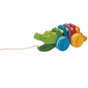Rainbow Alligator Wood Pull Toy